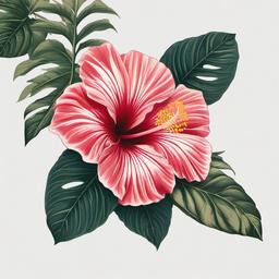 Gumamela Tattoo Design - Showcase the local flora with a gumamela tattoo design, featuring the iconic hibiscus flower in a visually captivating composition.  simple color tattoo, minimal, white background