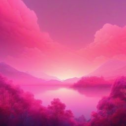 Dreamy Aesthetic with Soft Pink Hues in Pink Sky Background wallpaper splash art, vibrant colors, intricate patterns