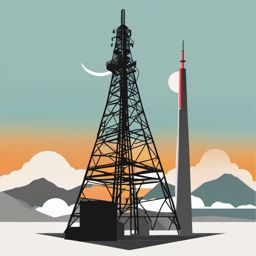 Telecommunications Tower and Signals clipart - Telecommunications tower, ,vector color clipart,minimal