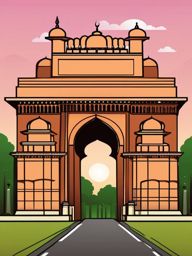 New Delhi clipart - India Gate and Jama Masjid in India, ,color clipart vector style