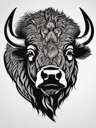 Bison Tattoo - Represents strength, survival, and respect for nature  minimal tattoo design,white background