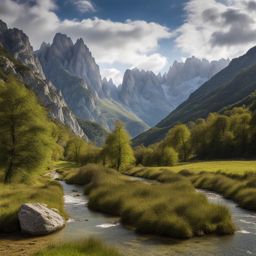 enchanted picos de europa - sketch the enchanted landscapes of picos de europa national park, with rugged peaks and pristine forests. 