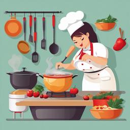 Cooking clipart - cooking competition moment  vector clipart