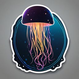 Jellyfish Glow Sticker - A glowing jellyfish illuminating the depths of the ocean. ,vector color sticker art,minimal