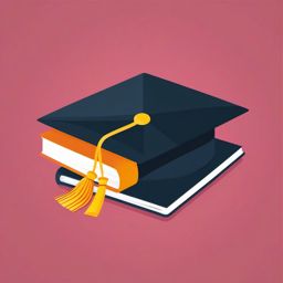 Book and Graduation Cap Icon - Book and graduation cap icon for education and degrees,  color vector clipart, minimal style
