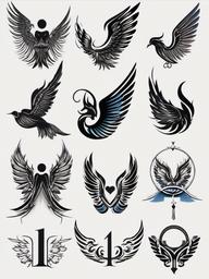 angel number tattoo  simple vector color tattoo