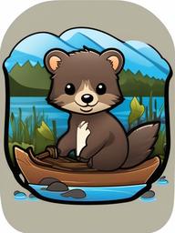 Mink cartoon - sleek, water-loving hunter  cartoon sticker style