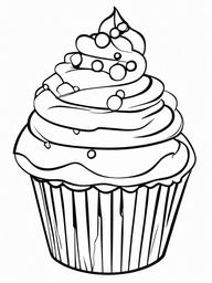 Cupcake Coloring Pages - Cupcake shaped like a cartoon character  simple coloring pages