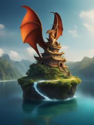 time dragon perched on a floating island, its ancient wisdom allowing it to manipulate the flow of time. 