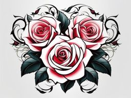 Thorned rose tattoo, Tattoos featuring roses with thorns, symbolizing strength and beauty.  color, tattoo patterns, white clean background