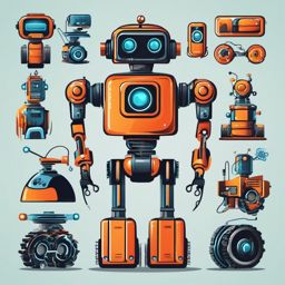 Robotics clipart - Study and creation of robots and automated systems, ,color clipart vector style