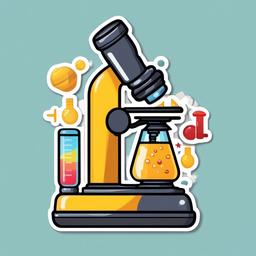 Microscope and DNA Emoji Sticker - Genetic exploration, , sticker vector art, minimalist design