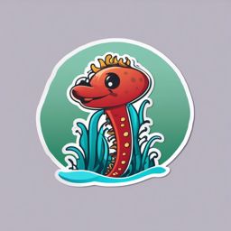 Singing Sea Cucumber sticker- Underwater Crooner , sticker vector art, minimalist design