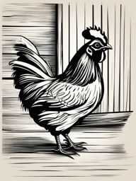 Hen clipart - Hen clucking in the chicken coop, ,vector color clipart,minimal