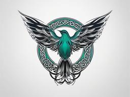 celtic bird tattoo  simple color tattoo,minimal,white background