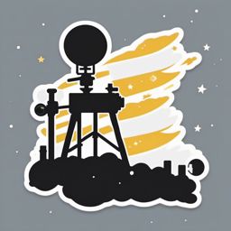 Shooting Star and Telescope Emoji Sticker - Celestial observation, , sticker vector art, minimalist design