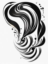 Abstract banana swirls tattoo. Dynamic fruit energy.  black white tattoo style, minimalist design,white background