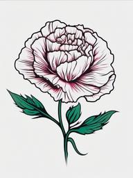 Carnation Tattoo Color,Vibrancy and life in a color carnation tattoo, expressing unique style and personality.  simple color tattoo,minimal vector art,white background