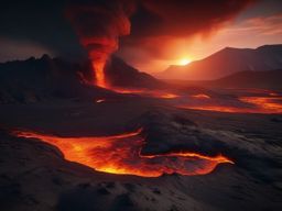 Volcanic Landscape - A dramatic volcanic landscape with molten lava and ash clouds  8k, hyper realistic, cinematic