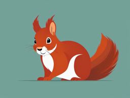 Red Squirrel Clip Art - A red squirrel with a fluffy tail,  color vector clipart, minimal style