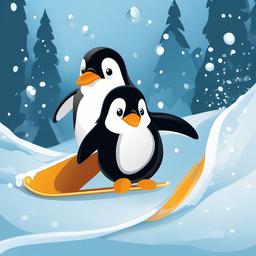 Penguin clipart - penguin sliding on ice  