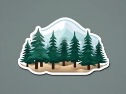 Snowy Pine Forest Emoji Sticker - A serene winter scene in the evergreen forest, , sticker vector art, minimalist design