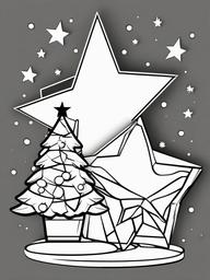 Santa with a Christmas Star Coloring Pages - Placing a Star on Top of a Tree  minimal black outline printable sheet, coloring page