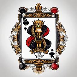 King of Clubs Tattoo-Delightful and playful tattoo featuring the king of clubs card, perfect for fans of card games.  simple color tattoo,white background