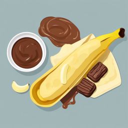 Banana and Nutella Crepe Clipart - A crepe filled with banana and Nutella.  color vector clipart, minimal style