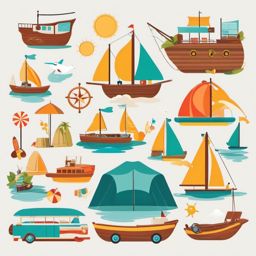 Summer Adventures clipart - Embarking on summer explorations, ,vector color clipart,minimal