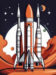 Rocket on a mission to Mars clipart.  vector style illustration, white background