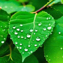 Leaf clipart - green leaf with dew drops  