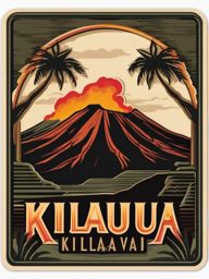 Kilauea Volcano sticker- Active volcano on the Big Island of Hawaii, , sticker vector art, minimalist design