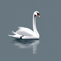 Mute Swan Sticker - A mute swan gliding gracefully on a serene lake, ,vector color sticker art,minimal