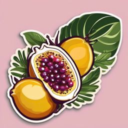 Passion Fruit Sticker - Tart and aromatic, a passion fruit-colored burst, , sticker vector art, minimalist design