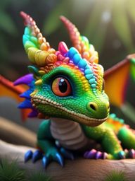 cute dragon multicoloured, photo realistic, hyper detail, high resolution