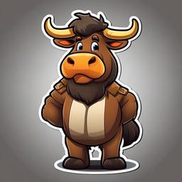 Ox cartoon - strong, draft animal used for heavy work  cartoon sticker style