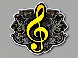 Music Clef Sticker - Musical clef symbol, ,vector color sticker art,minimal