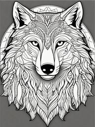 Wolf Coloring Pages - Wolf with intricate mandala patterns  simple coloring pages