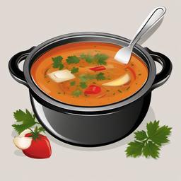 Cooking clipart - homemade soup in a pot  vector clipart