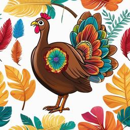 Turkey clipart - turkey with colorful feathers  