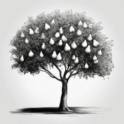 drawing of pear tree  minimal rough sketch scribbles,doodles,black and white