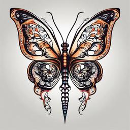 butterfly skeleton tattoo  simple vector color tattoo