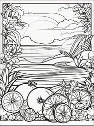 Food Coloring Pages - Sliced oranges with vibrant colors  simple coloring pages