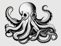 drawing of an octopus with a pirate  minimal rough sketch scribbles,doodles,black and white