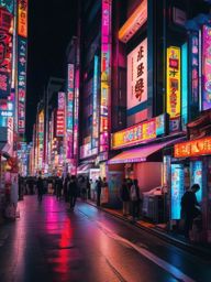 Neon Wallpaper - Neon Lights in Tokyo's Akihabara District  wallpaper style, intricate details, patterns, splash art, light colors