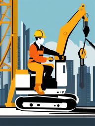 Crane Operator clipart - An operator controlling a construction crane., ,vector color clipart,minimal