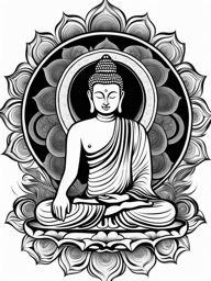 buddha tattoo black and white design 