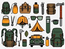 Mountain Adventure Supplies clipart - Essential adventure supplies, ,vector color clipart,minimal