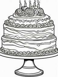 Cake Coloring Pages - Chocolate cake with chocolate curls  simple coloring pages